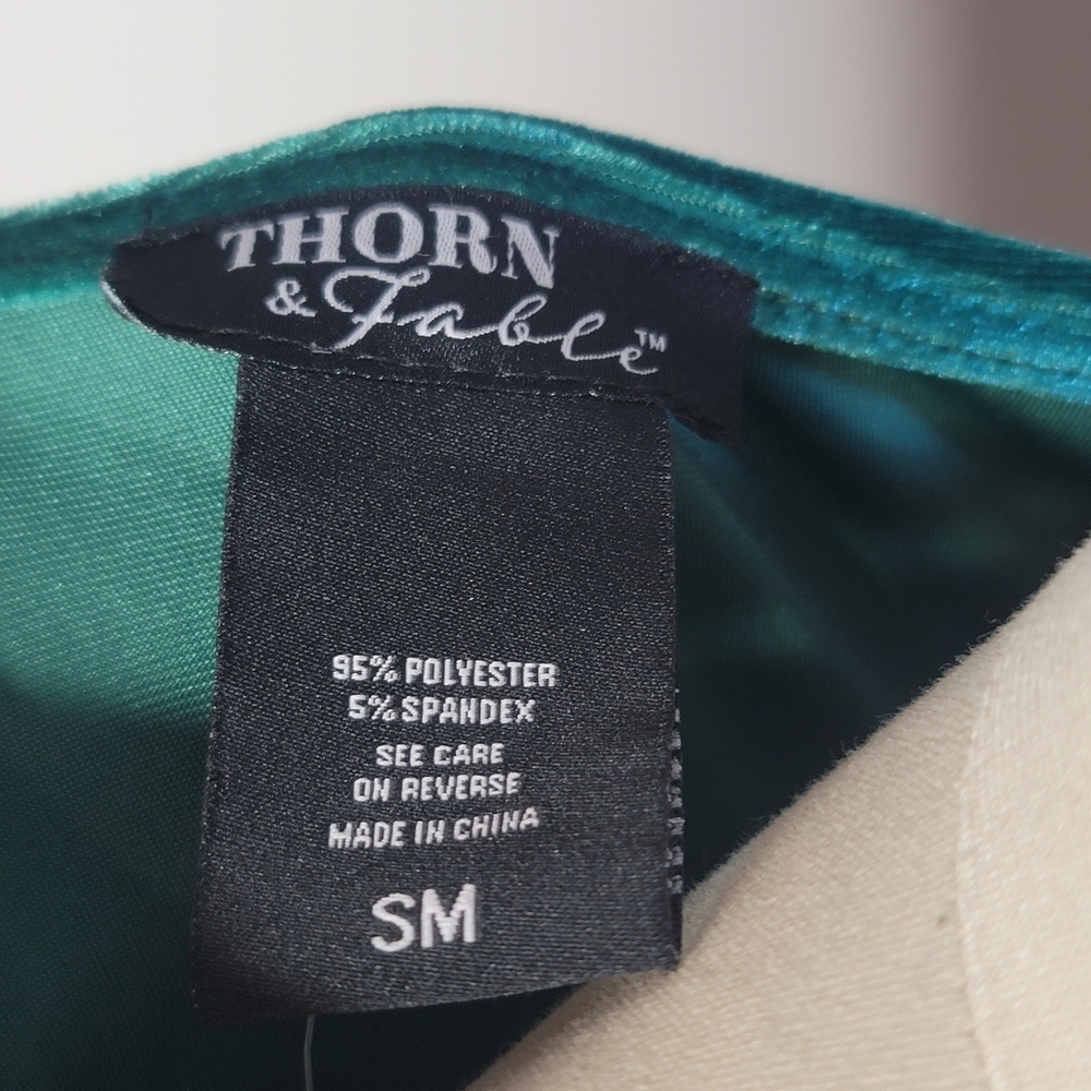 Thorn & Fable Velour Corset Top Lace Up Fairycore Green Size Small - Picture 5 of 8
